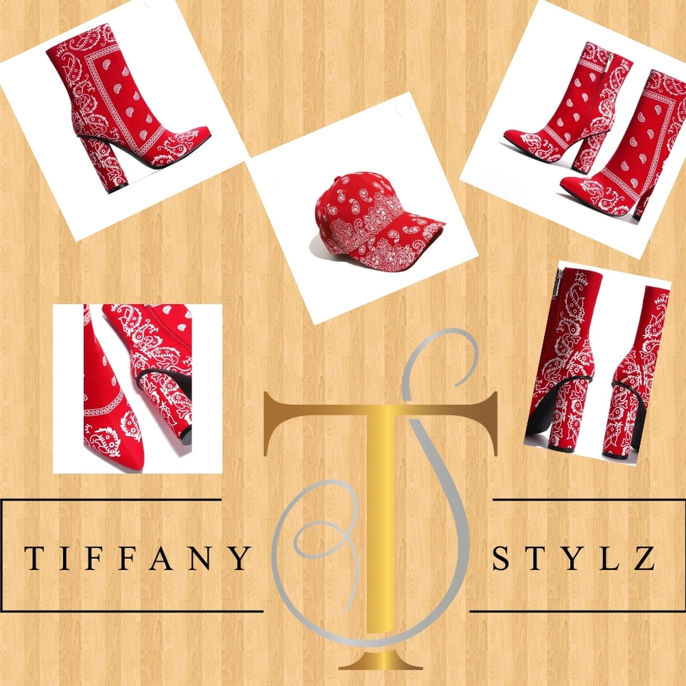 Red Bandana Booties/SOLD